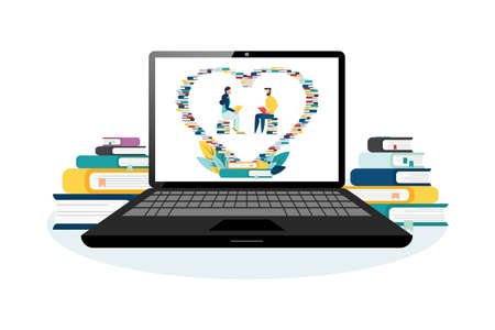 E-learning, online education at home. Modern vector illustration concepts for website and mobile website developmentのイラスト素材