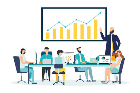 strategy. Team discussions about business strategy. vector illustrationのイラスト素材