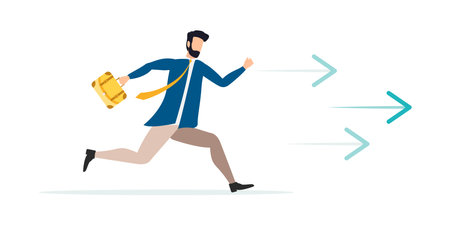 stock path to the goal. Business concept finishing up start up. Vector Businessman running to the goal. business concept illustration. flat design.のイラスト素材