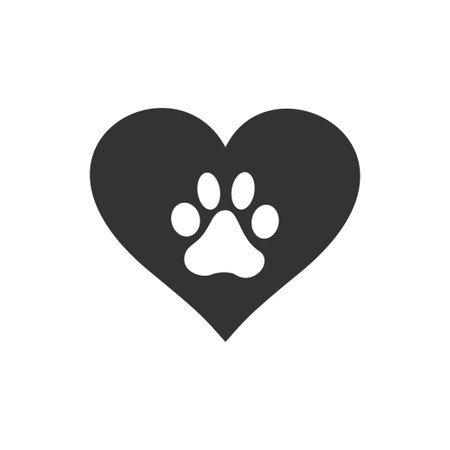 Dog paw icon on heart. Paw. dog tracks. vector illustration.のイラスト素材