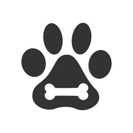 Animal footprints and bone icon. traces. Set of animal paws and bones. Vector.のイラスト素材