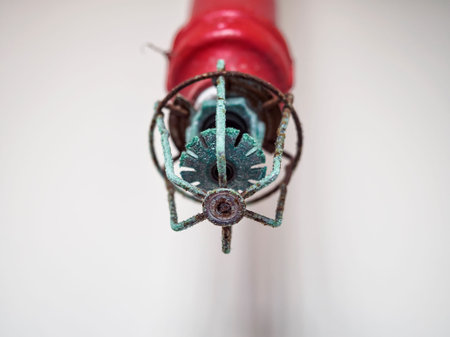 Fire sprinkler system on white backgroundの写真素材