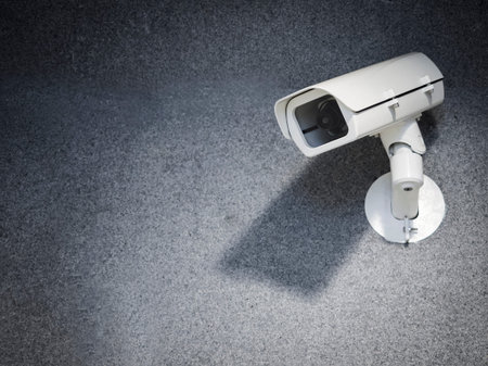 Security camera equipment on wall Safety system area control