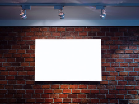 Mock up poster template frame with spotlight on Brick Wall