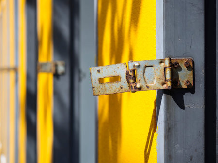 Door lock with Rusty Textured Security systemの写真素材