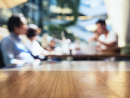 Blurred people in Cafe restaurant table Top backgroundの写真素材