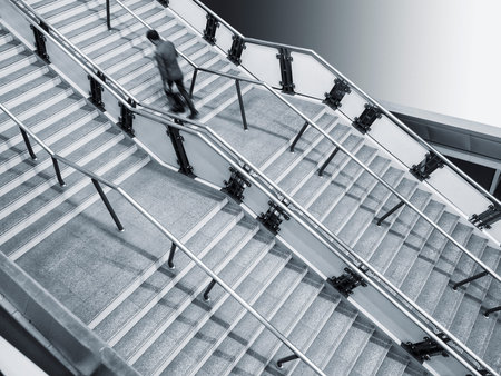 Stairs step indoor Architecture details Blur people walking