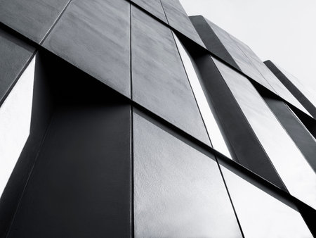 Architecture details Modern Facade building Black and Whiteの写真素材