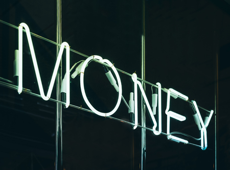 Neon letters Sign Money finance Exchange Business backgroundの写真素材