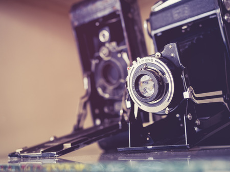 Vintage Cameras Old antique collection の写真素材