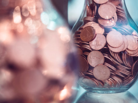Saving Money Finance concept Coin collect in Glass bottleの写真素材