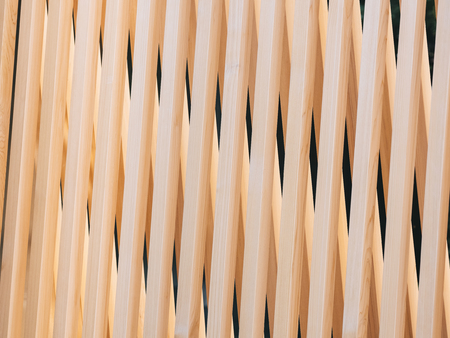 Wooden wall weave design Interior decoration modern architecture detailsの写真素材