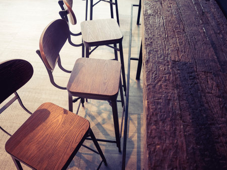 Cafe Counter and chairs Restaurant seats Vintage retro style
