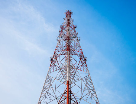 Telecommunication Tower with blue sky