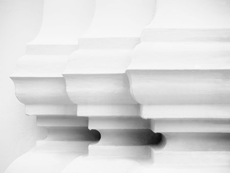 Architecture details Columns corner element design white texture background
