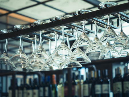 Cocktails glasses in row nightclub event Party の写真素材