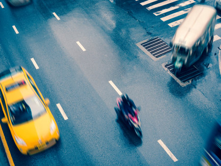 Taxi Cap car moving on street urban city transportation top view