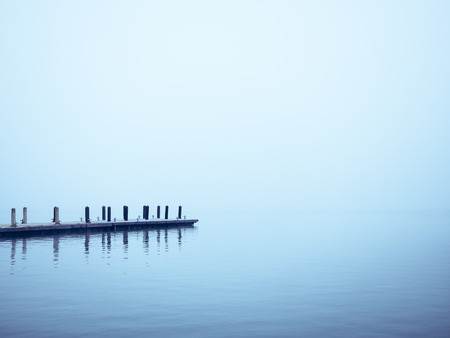 Pier Lake dock water background blue Nature landscapeの写真素材