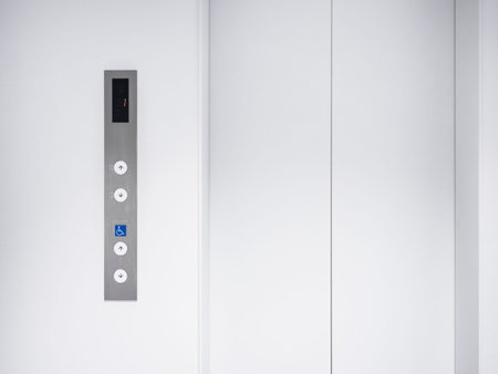 Elevator door close with elevator button floor sign