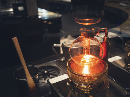Siphon Coffee Brewing Cafe shop counterの写真素材