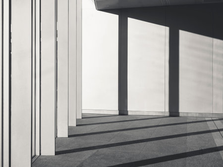 Architecture Details Cement concrete wall with Columns Shadow shade lightの写真素材