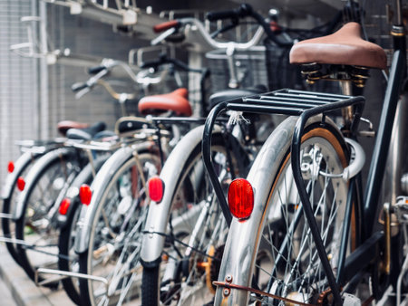 Bicycles in bike parking transportation in Japan