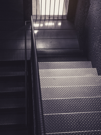 Metal stairs step Staircase cement wall Architecture details abstract Industry backgroundの写真素材