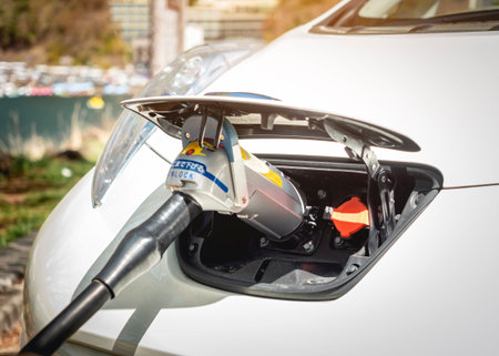 Electric car EV Car Power Charge Station with Fuel Charger cable Clean power Technology