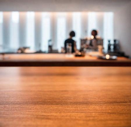 Table top Counter Blur People cafe Shop interior background
