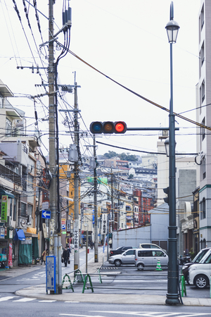 NAGASAKI, JAPAN - FEB 22, 2012 : Nagasaki city street Building and People walking Urban city lifestyleのeditorial素材