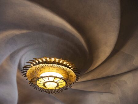 SPAIN, BARCELONA - OCT 14, 2018 : Ceiling texture Casa batllÃ³ with Lighting decoration Interior House design by Antonio Guadiのeditorial素材