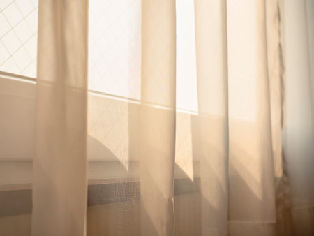 Curtain window with morning sunlight Home Interior minimal background