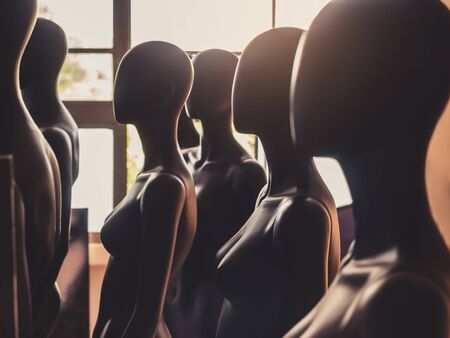 Mannequins stand in row Model pattern Fashion Industryの写真素材