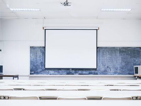 Mock up presentation Screen Seminar room interior Seat row Business trainingの写真素材