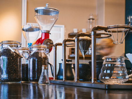 Drip Coffee equipment on counter Cafe Coffee shop Hipster barista