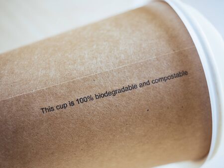 Biodegradable cup Paper coffee cup Recycle Disposable compostableの写真素材
