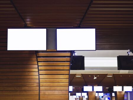 Mock up tv Digital screen Blank frame interior Airport check in counter の写真素材