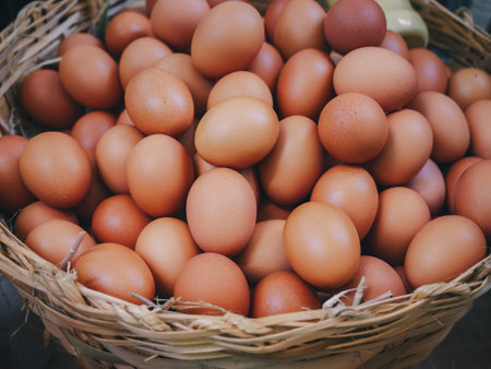Eggs in basket fresh eggs farm product Organic eggs
