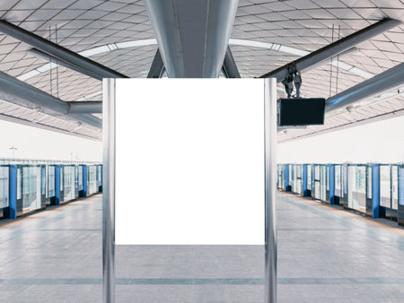 Mock up Banner Blank signboard template in subway platform Media Advertisement