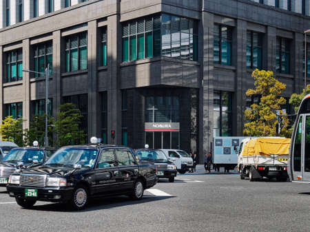 Nomura Holdings Japanese financial holding company Headquarters at on Nihonbashi street Tokyo Japan TOKYO, JAPAN - APR 18, 2019のeditorial素材
