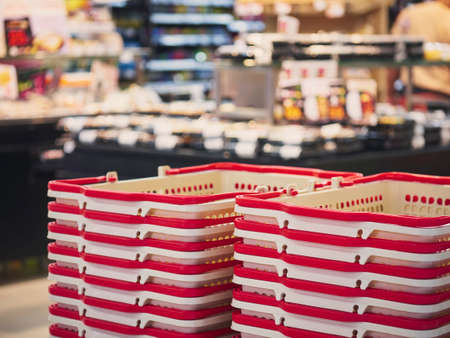 Shopping basket in Supermarket grocery shopping Retail Businessの写真素材