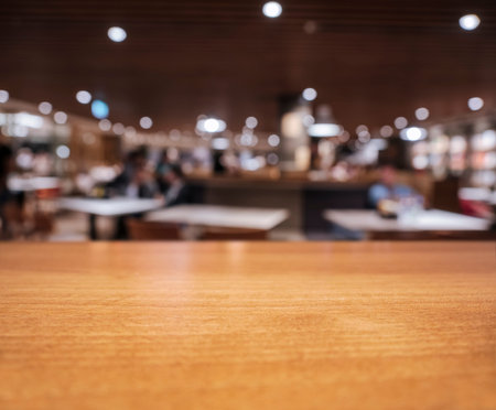 Table top Counter Blur People sit in Restaurant Shop interior background