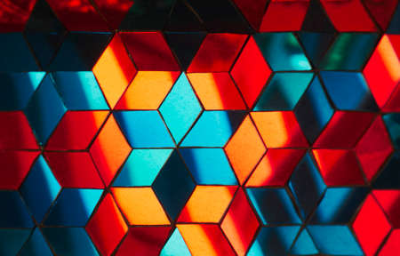 Colourful Tiles geometric pattern Reflection Art and craft wall decorationの写真素材