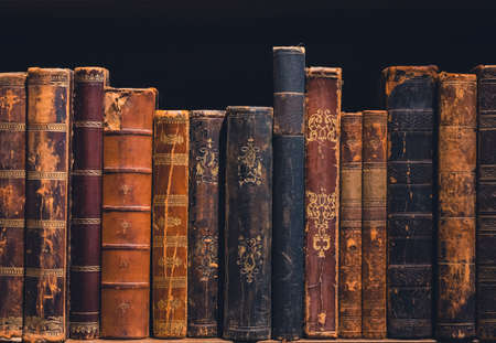 Old ancient Books on Bookshelf Book Vintage collectionの素材 [FY310156668182]