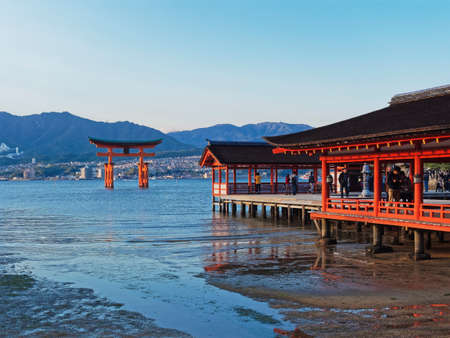 Miyajima Itsukushima Shrine Torii Gate Famous Landmark in Hiroshima Japan HIROSHIMA, JAPAN - NOV 3, 2015のeditorial素材