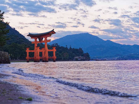 Miyajima Itsukushima Shrine Torii Gate Famous Landmark in Hiroshima Japan HIROSHIMA, JAPAN - NOV 3, 2015のeditorial素材