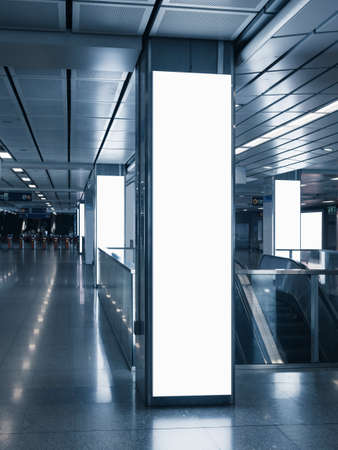 Blank Media Vertical banner set Mockup LightBox sign display indoor Buildingの写真素材