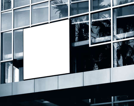 Mock up Sign square frame Signboard shop display on modern buildingの写真素材