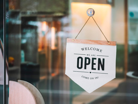 Open sign Door entrance Business retail Front shop signage