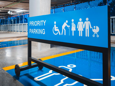 Priority Signage Parking Sign stand in Public building Universal design facilityの写真素材